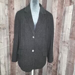 Talbots 2 Button Gray Tweed Blazer Pockets Jacket Coat Casual Women's 1X Gift